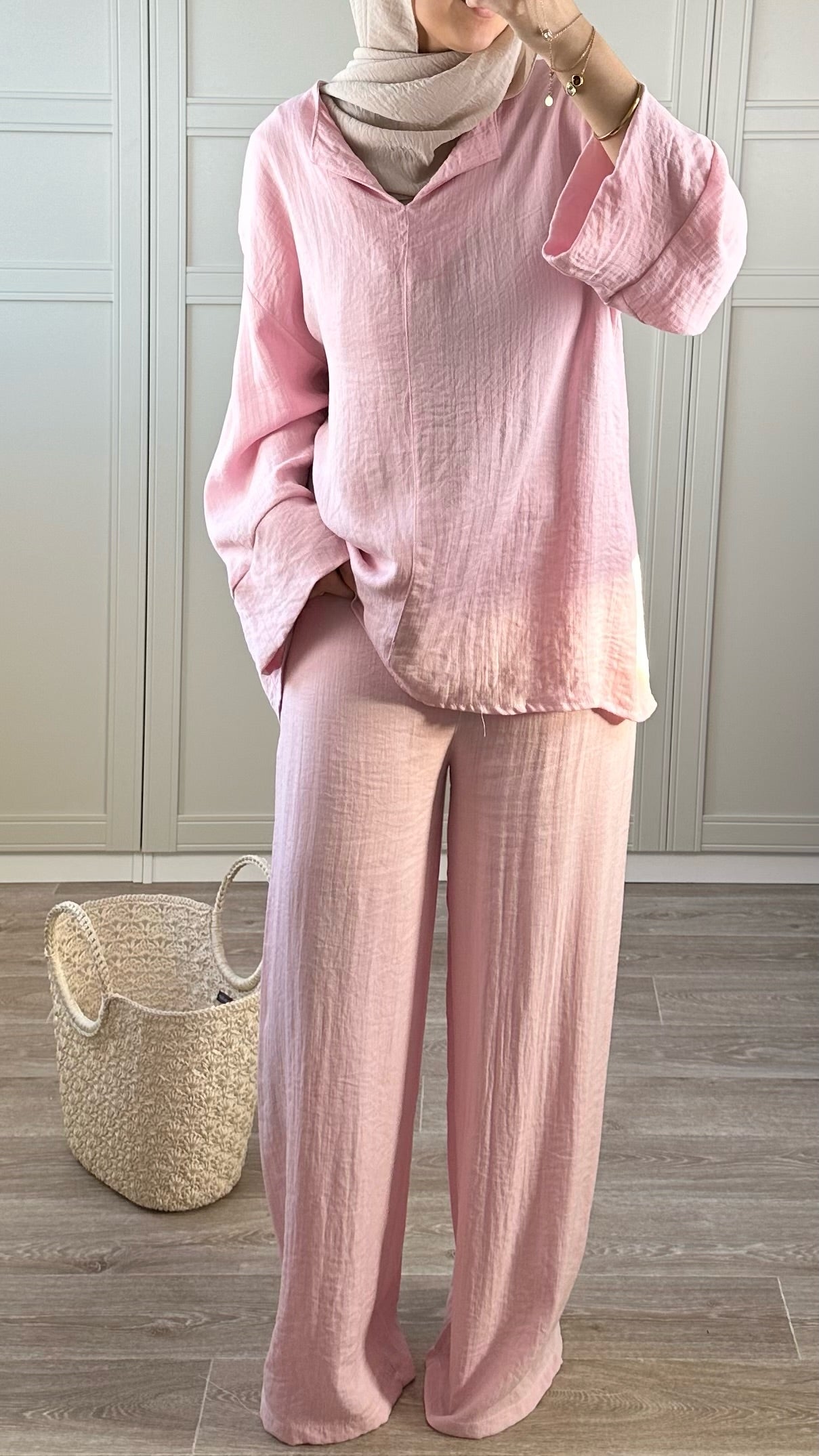 Ensemble Modest Wear rose Fluide Tenue Chic et Élégante Femme