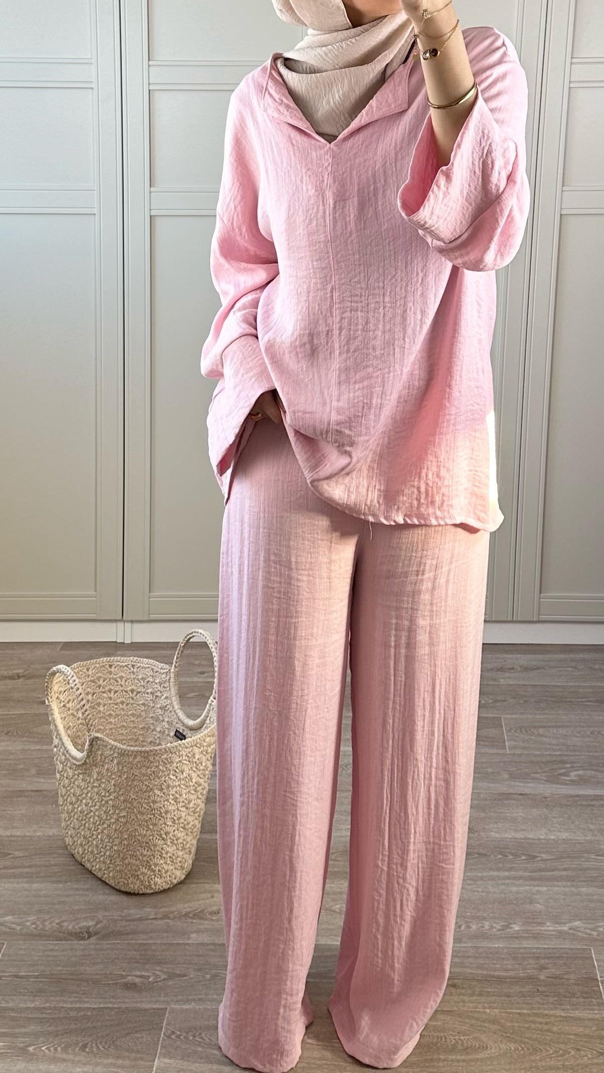 Ensemble Modest Wear rose Fluide Tenue Chic et Élégante Femme