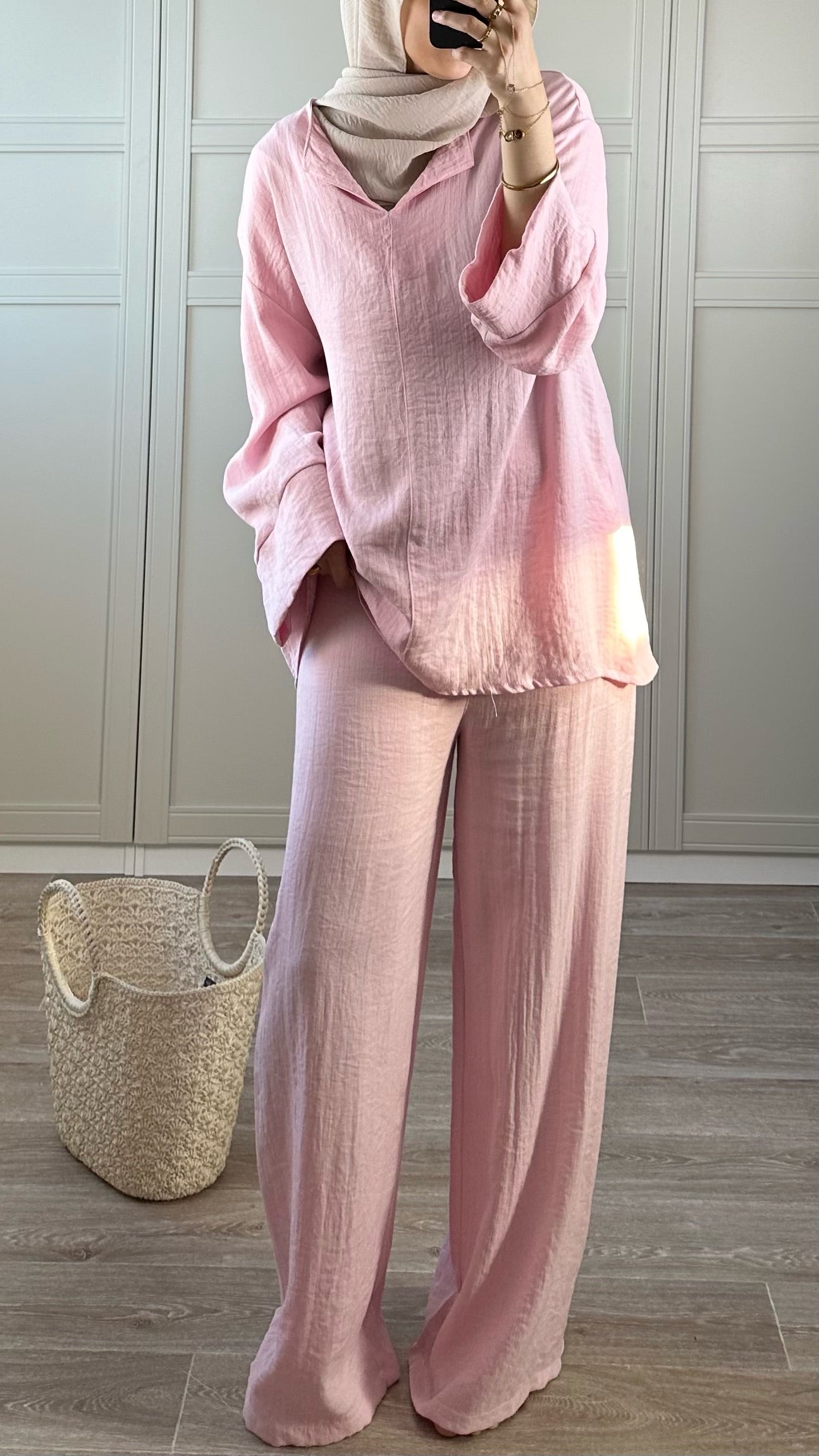Ensemble Modest Wear rose Fluide Tenue Chic et Élégante Femme