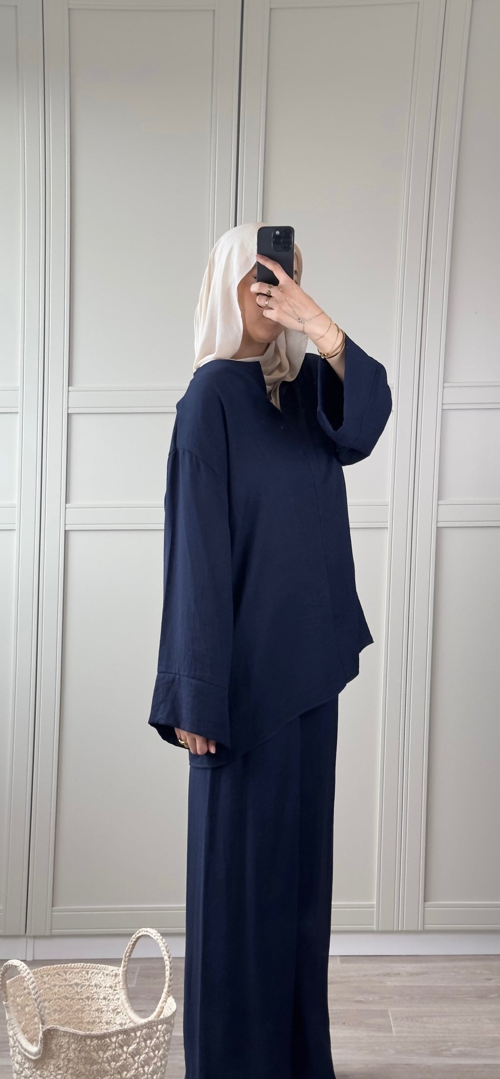 Ensemble Modest Wear Bleu Marine Fluide Tenue Chic et Élégante Femme
