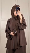 Ensemble Chocolat Femme avec Foulard Intégré Élégance Modest Wear Chic