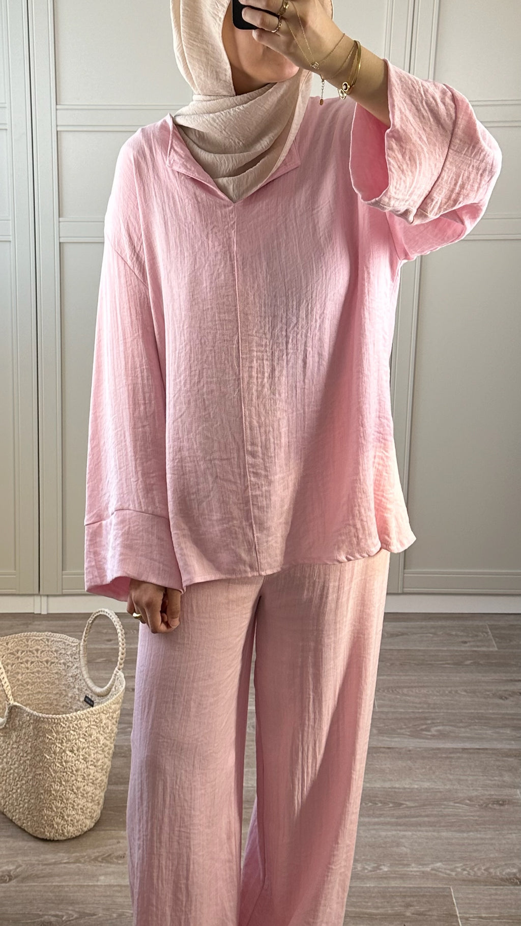 Ensemble Modest Wear rose Fluide Tenue Chic et Élégante Femme