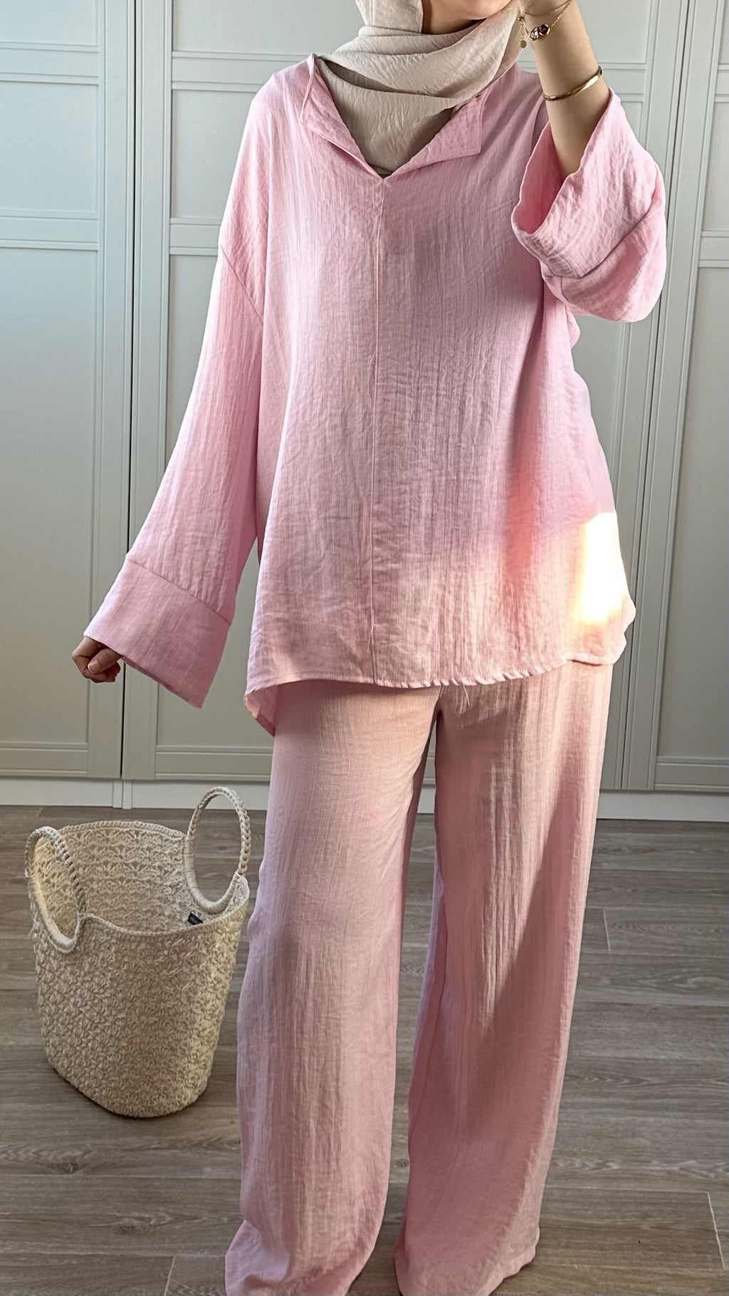 Ensemble Modest Wear rose Fluide Tenue Chic et Élégante Femme