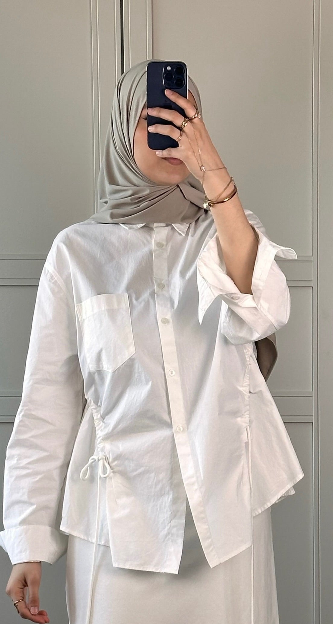 Chemise Blanche Femme Fluide à Nouer Élégance Modest Wear Chic