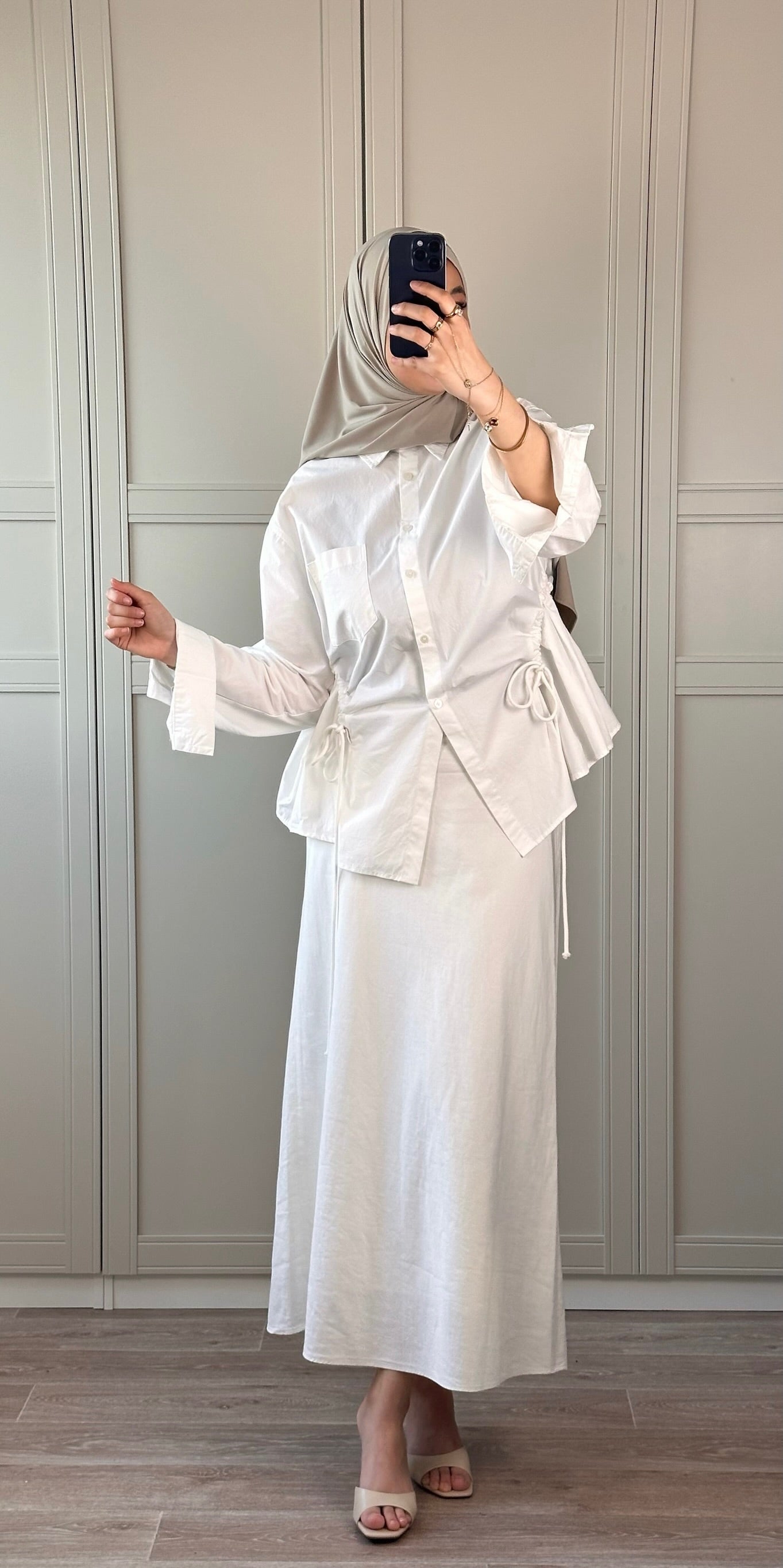 Chemise Blanche Femme Fluide à Nouer Élégance Modest Wear Chic