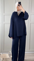 Ensemble Modest Wear Bleu Marine Fluide Tenue Chic et Élégante Femme