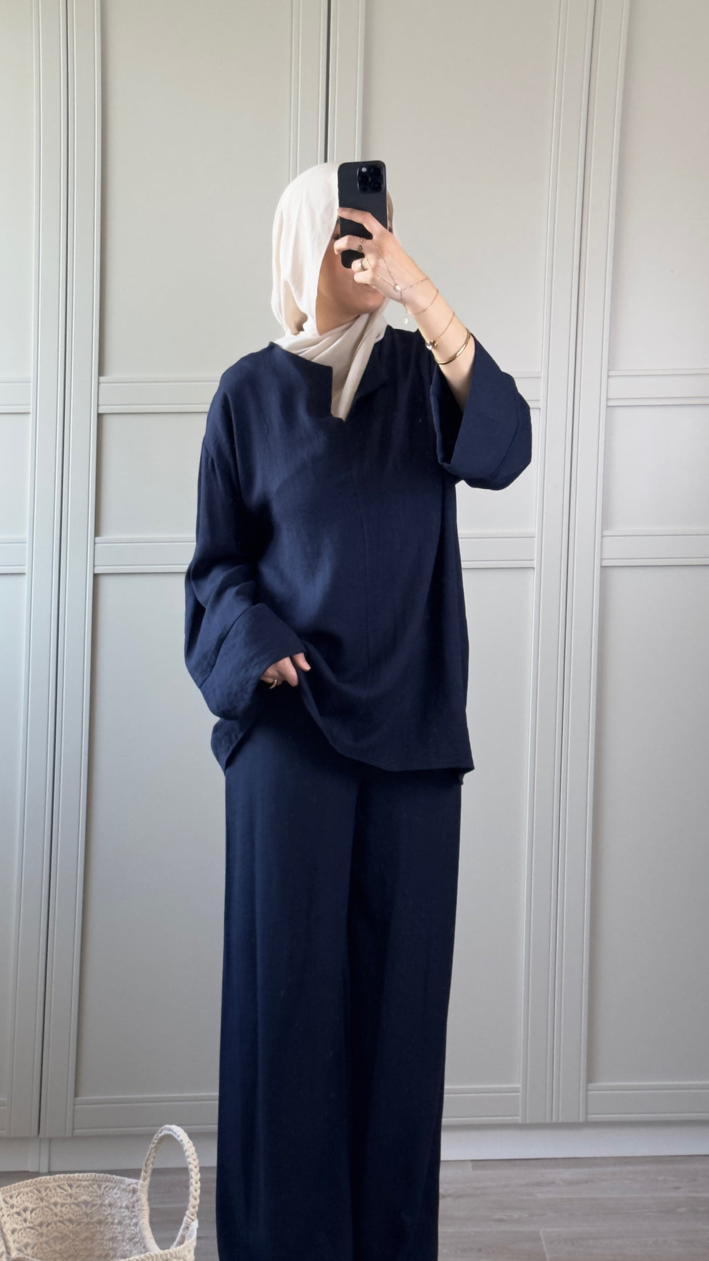Ensemble Modest Wear Bleu Marine Fluide Tenue Chic et Élégante Femme